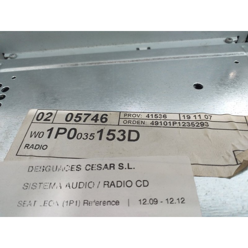 SISTEMA AUDIO / RADIO CD 1P0035153D  - imagen 2