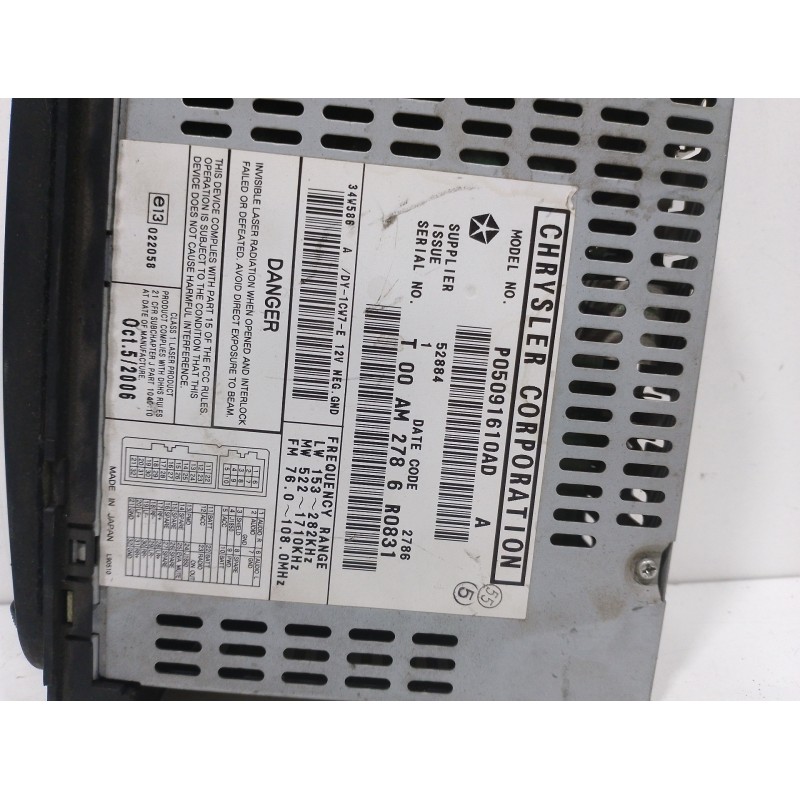 SISTEMA AUDIO / RADIO CD 05091610AD T00AM2786R0831  - imagen 3