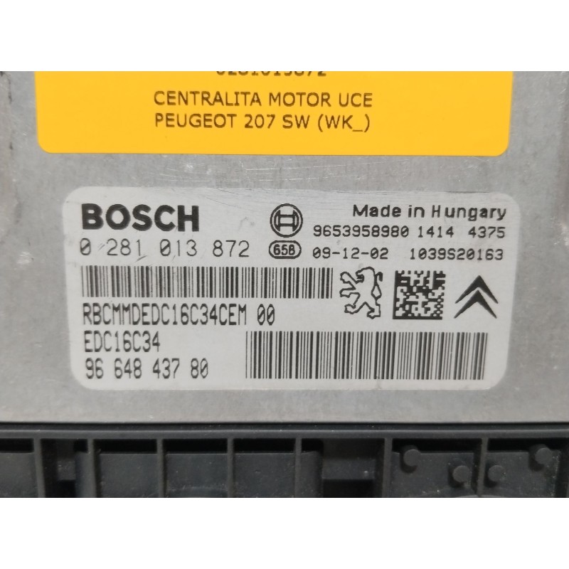 CENTRALITA MOTOR UCE 0281013872  - imagen 4