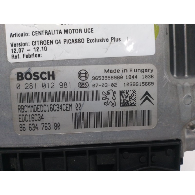 CENTRALITA MOTOR UCE BOSCH 0281012981 9663476380 - imagen 4
