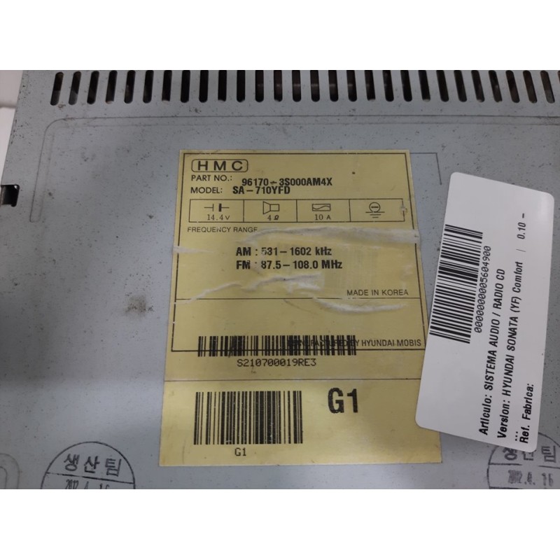 SISTEMA AUDIO / RADIO CD 961703S SA710YFD 961703S - imagen 2