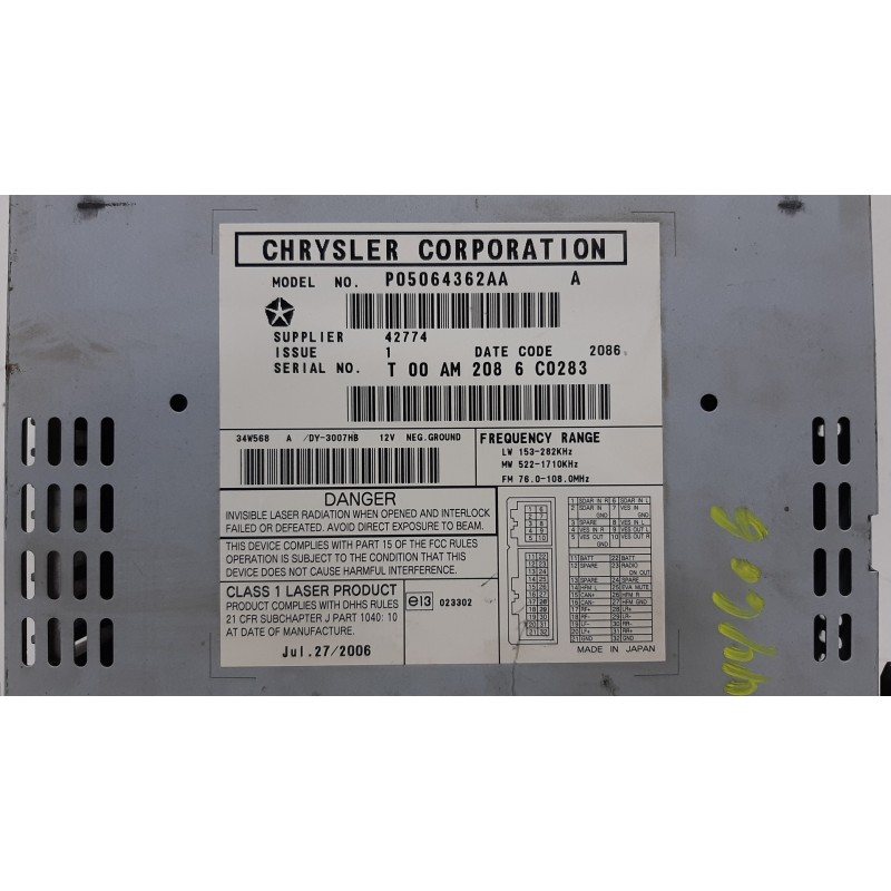SISTEMA AUDIO / RADIO CD 05064945AD  - imagen 2