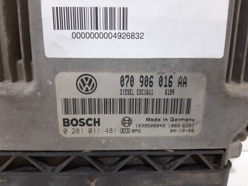 Recambio de centralita motor uce para volkswagen touareg (7la) tdi v10 referencia OEM IAM 070906016AA 0281011481 