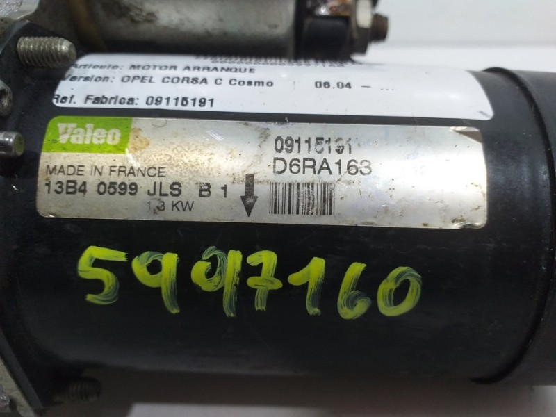 Recambio de motor arranque para opel corsa c cosmo referencia OEM IAM 09115191 D6RA163 