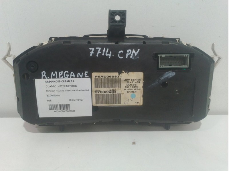 Recambio de cuadro instrumentos para renault megane ii berlina 5p authentique referencia OEM IAM 620036  