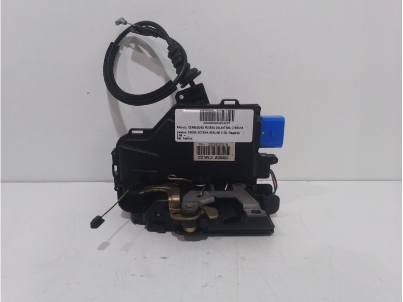Recambio de cerradura puerta delantera derecha para skoda octavia berlina (1z3) elegance referencia OEM IAM  3D1837016 9 PINES