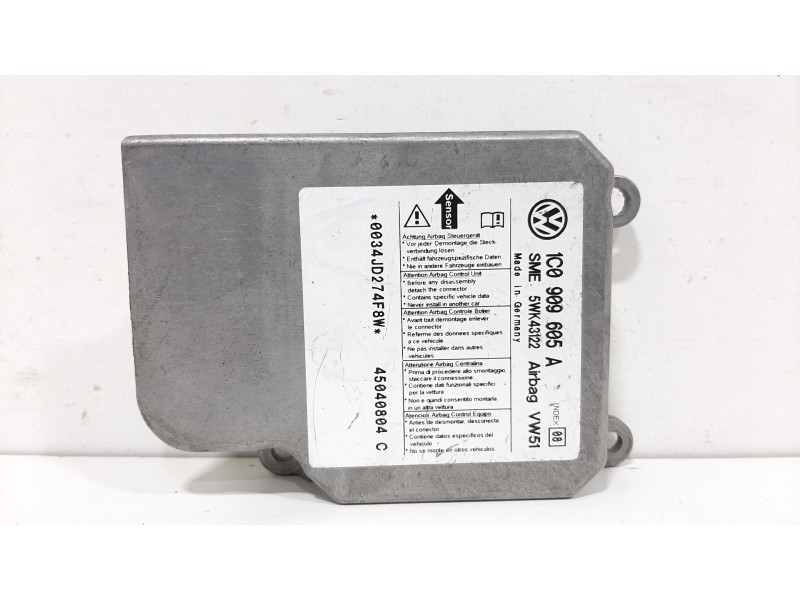 Recambio de centralita airbag para seat leon (1m1) signo referencia OEM IAM 1C0909605A 5WK43122  Recambio de centralita airbag para seat leon (1m1) signo referencia OEM IAM 1C0909605A 5WK43122