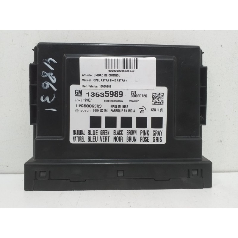 UNIDAD DE CONTROL 13535989 F00HJ02494  - imagen 1