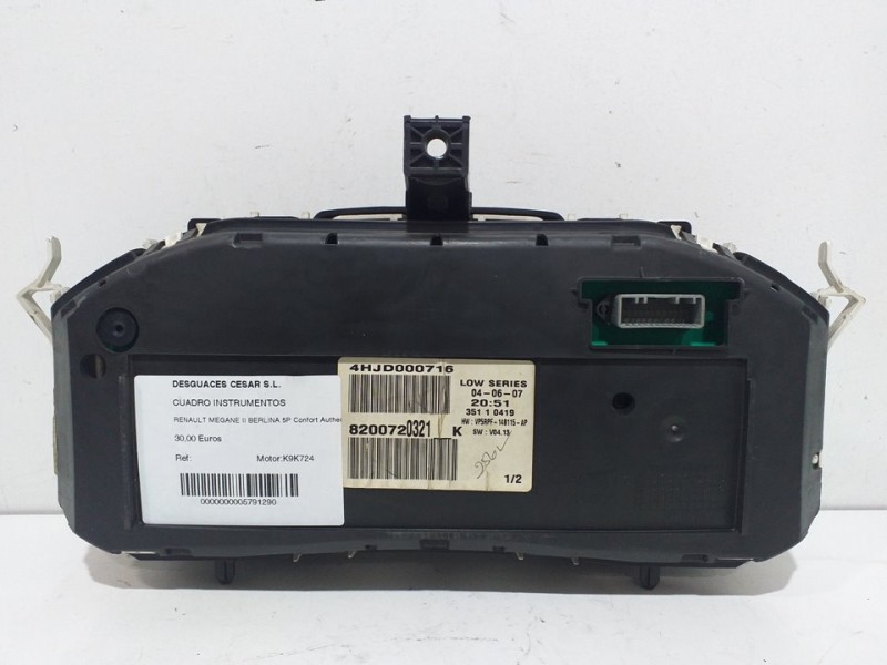 Recambio de cuadro instrumentos para renault megane ii berlina 5p confort authentique referencia OEM IAM    Recambio de cuadro instrumentos para renault megane ii berlina 5p confort authentique referencia OEM IAM
