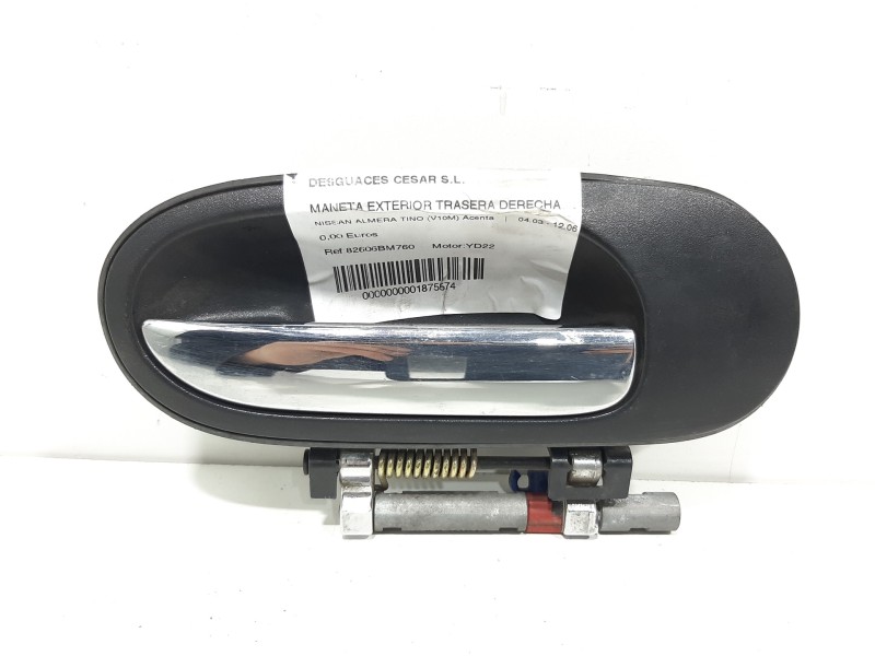 Recambio de maneta exterior trasera derecha para nissan almera tino (v10m) acenta referencia OEM IAM 82606BM760   Recambio de maneta exterior trasera derecha para nissan almera tino (v10m) acenta referencia OEM IAM 82606BM760