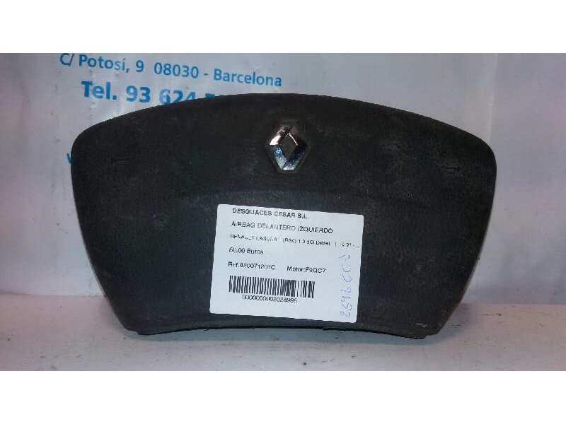 Recambio de airbag delantero izquierdo para renault laguna ii (bg0) 1.9 dci diesel referencia OEM IAM 820071201C  