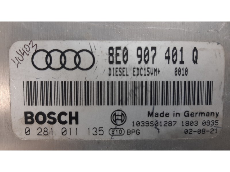 Recambio de centralita motor uce para audi a4 berlina (b5) 2.6 referencia OEM IAM 8E0907401Q  