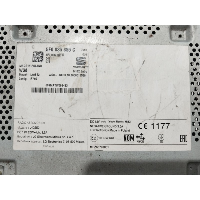SISTEMA AUDIO / RADIO CD 5F0035885C  - imagen 3