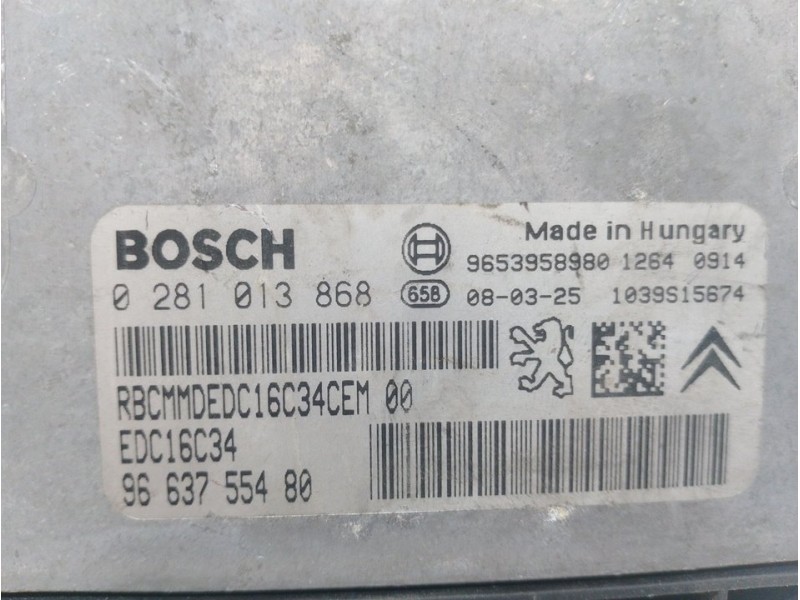 Recambio de centralita motor uce para peugeot 207 x-line referencia OEM IAM  9663755480 0281013868