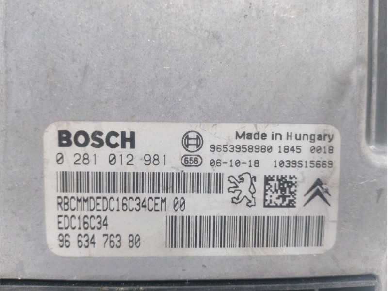 Recambio de centralita motor uce para citroën c4 picasso exclusive referencia OEM IAM  9663476380 0281012981