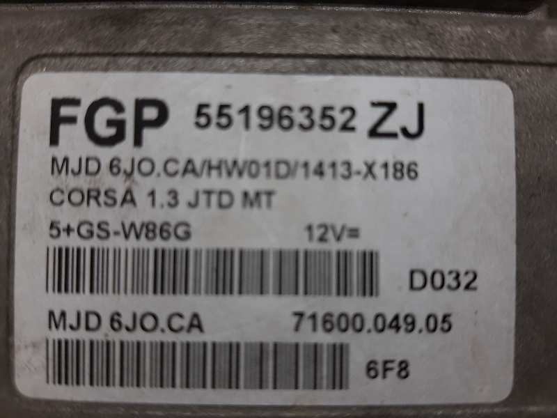 Recambio de centralita motor uce para opel corsa c silverline referencia OEM IAM 55196352  