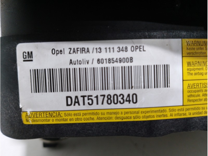 Recambio de airbag delantero izquierdo para opel zafira b cosmo referencia OEM IAM 13111348  