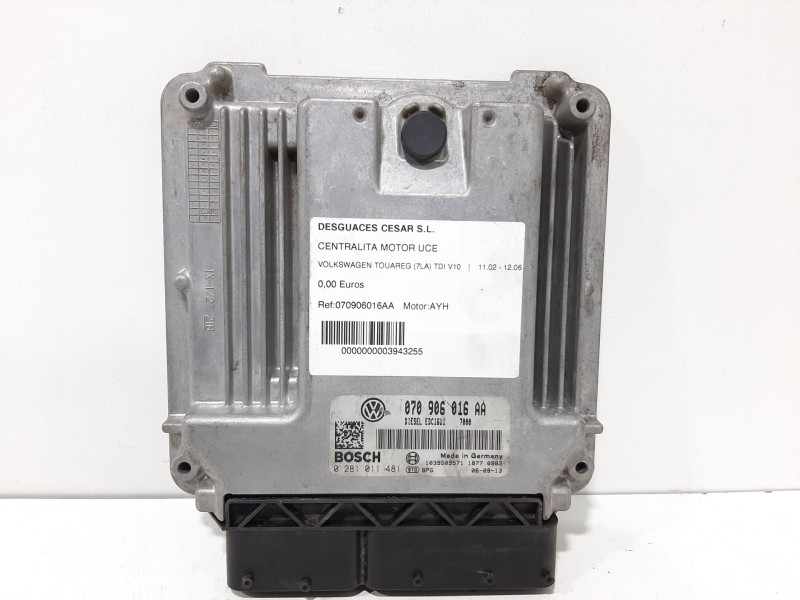 Recambio de centralita motor uce para volkswagen touareg (7la) tdi v10 referencia OEM IAM 070906016AA 0281011481 