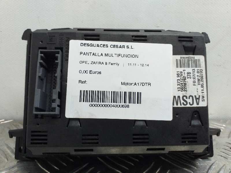 Recambio de pantalla multifuncion para opel zafira b family referencia OEM IAM   