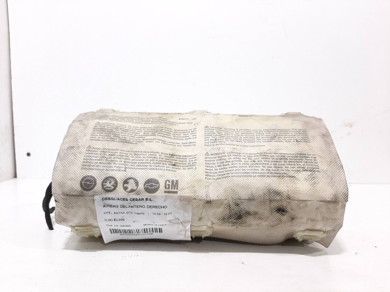 Recambio de airbag delantero derecho para opel astra gtc cosmo referencia OEM IAM 13168095  