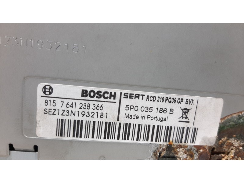 Recambio de sistema audio / radio cd para seat altea (5p1) reference ecomotive referencia OEM IAM 5P0035186B  