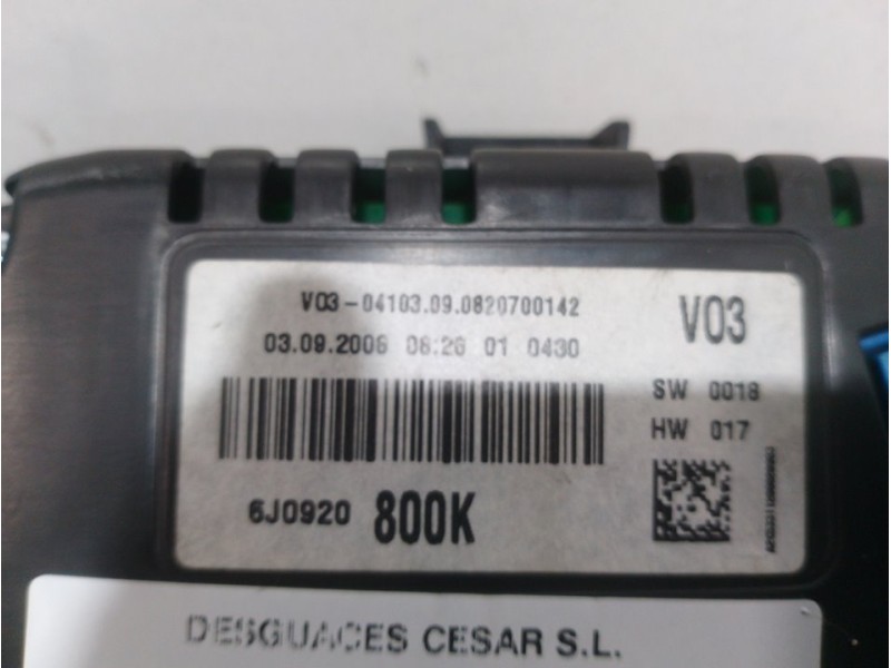 Recambio de cuadro instrumentos para seat ibiza (6j5) style tech referencia OEM IAM 6J0920800K  