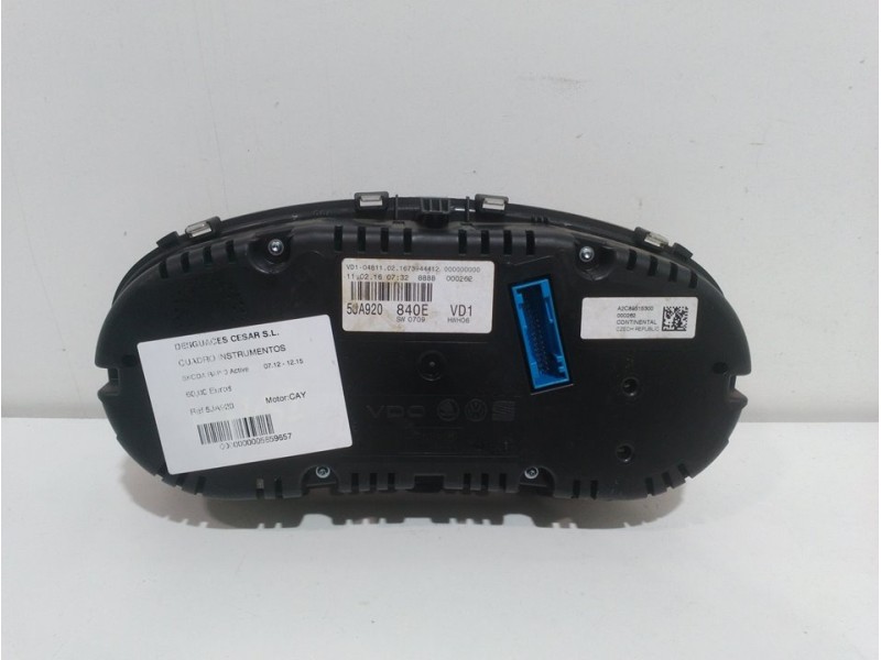 Recambio de cuadro instrumentos para skoda rapid active referencia OEM IAM 5JA920  