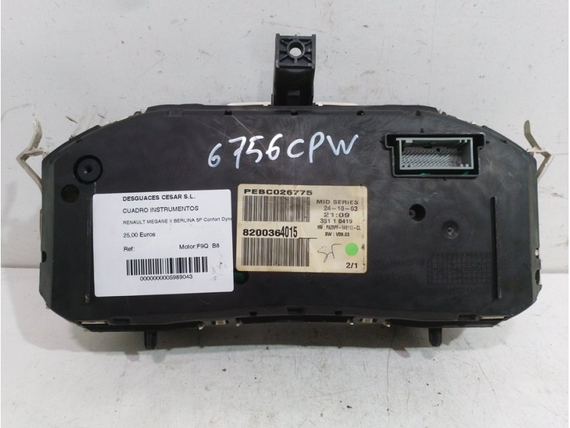 Recambio de cuadro instrumentos para renault megane ii berlina 5p confort dynamique referencia OEM IAM   