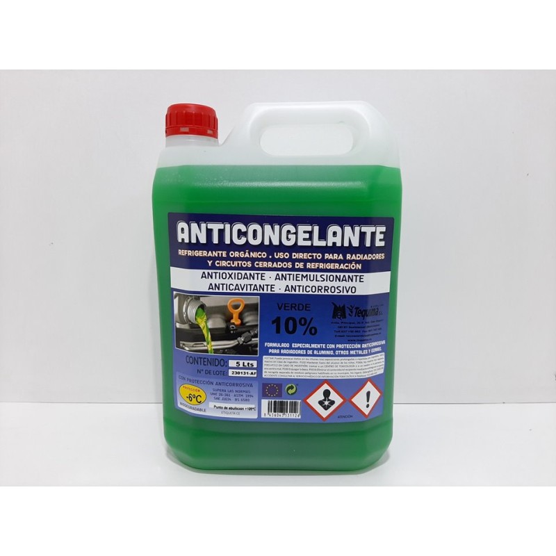 Recambio de anticongelante 5l 10% verde tequina para material nuevo referencia OEM IAM   