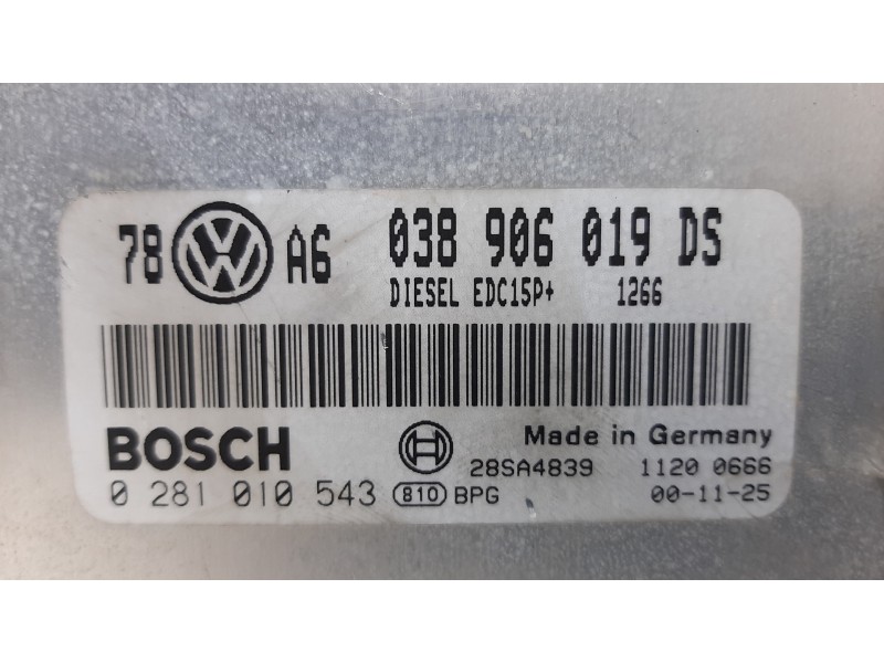 Recambio de centralita motor uce para volkswagen passat berlina (3b3) comfortline referencia OEM IAM 0281010543 038906019DS 