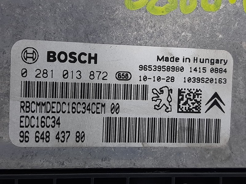 Recambio de centralita motor uce para citroën berlingo xtr 1,6 hdi 92 referencia OEM IAM 9653958980 0281013872 