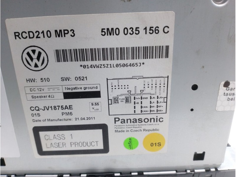Recambio de sistema audio / radio cd para volkswagen polo (6r1) advance referencia OEM IAM 5M0035156C  