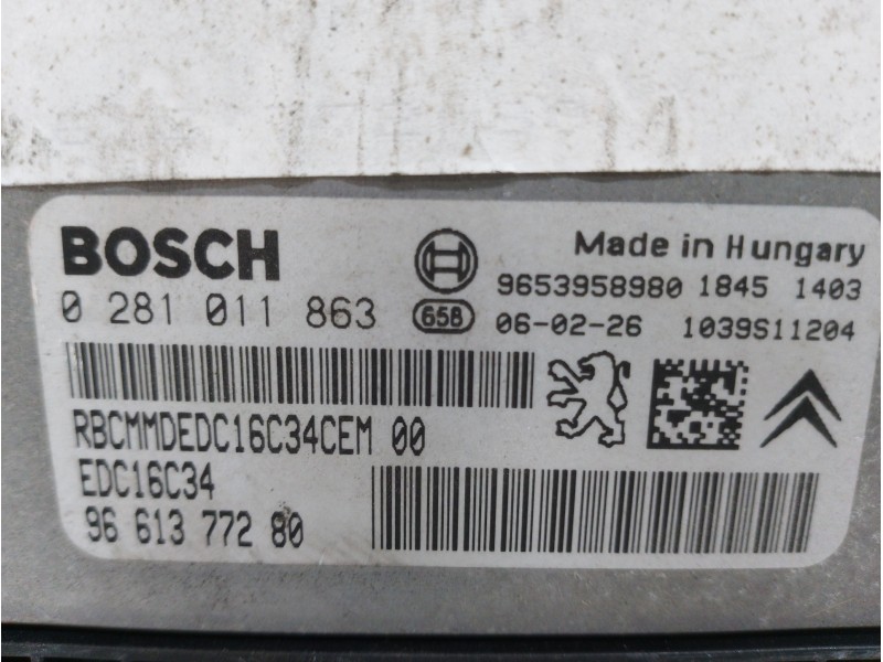 Recambio de centralita motor uce para citroën c4 berlina collection referencia OEM IAM 0281011863 9661377280 1940JJ