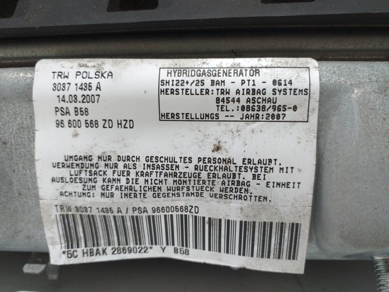 Recambio de airbag lateral izquierdo para citroën c4 picasso exclusive plus referencia OEM IAM   