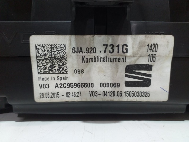 Recambio de cuadro instrumentos para seat toledo (kg3) reference referencia OEM IAM 6JA920731G 6JA920731G A2C95966600