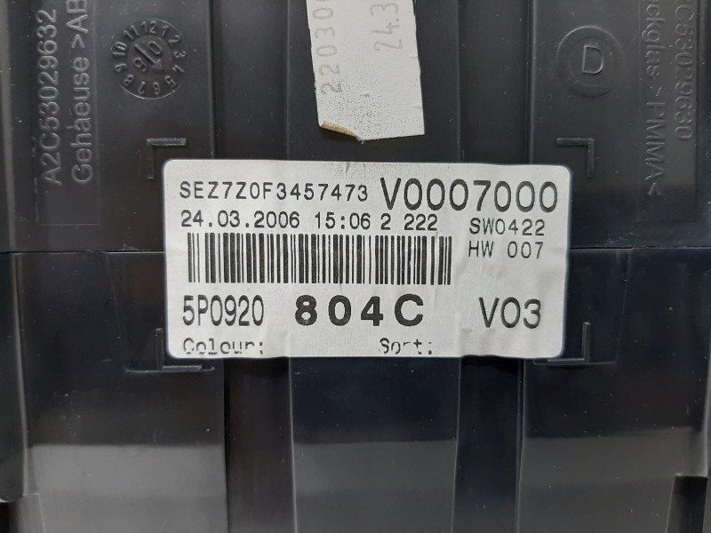 Recambio de cuadro instrumentos para seat altea (5p1) reference referencia OEM IAM 5P0920802DX  