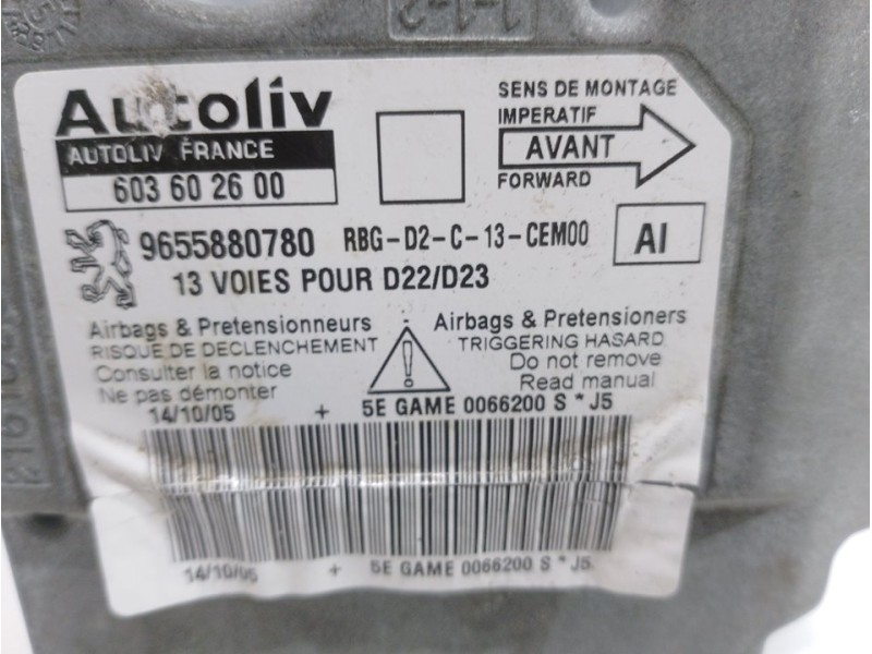 Recambio de centralita airbag para peugeot 407 st sport referencia OEM IAM 603602600  9655880780