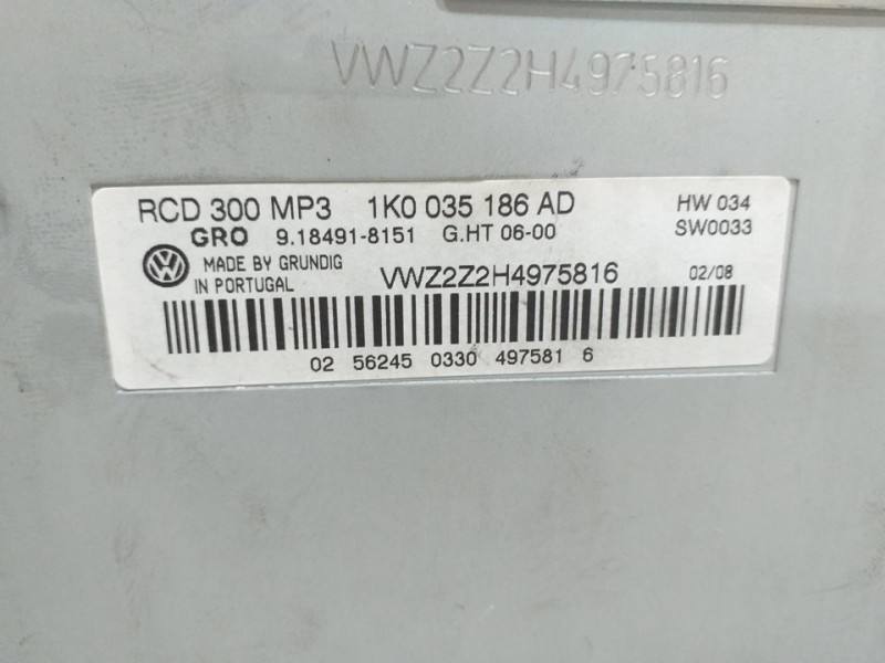 Recambio de sistema audio / radio cd para volkswagen passat berlina (3c2) edition plus referencia OEM IAM 1K0035186AD  