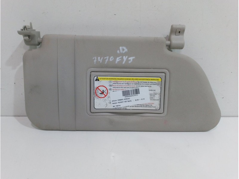 Recambio de parasol derecho para peugeot 1007 sporty referencia OEM IAM  GRIS 