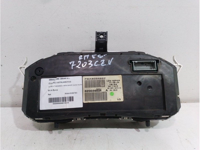 Recambio de cuadro instrumentos para renault megane ii berlina 5p confort authentique referencia OEM IAM PBAB094937  