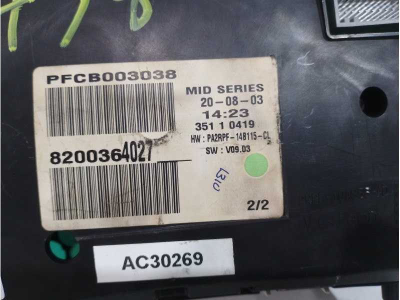 Recambio de cuadro instrumentos para renault megane ii coupe/cabrio confort dynamique referencia OEM IAM 8200364027  