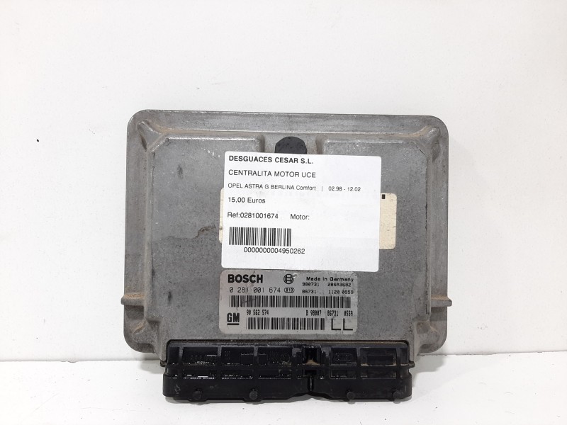 Recambio de centralita motor uce para opel astra g berlina comfort referencia OEM IAM 0281001674 90562574 