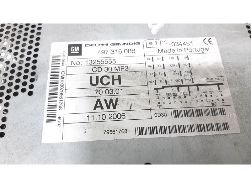 Recambio de sistema audio / radio cd para opel astra h ber. cosmo referencia OEM IAM 13255555 497316088 