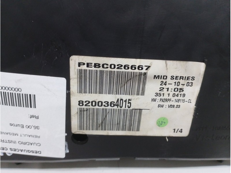 Recambio de cuadro instrumentos para renault megane ii berlina 5p confort authentique referencia OEM IAM PEBC026667  