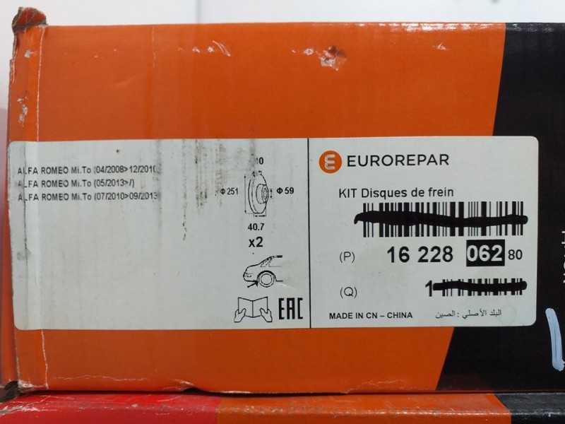 Recambio de disco freno trasero derecho para alfa romeo mito (145) referencia OEM IAM 1622806280  