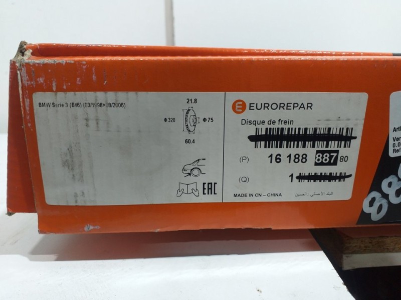 Recambio de disco freno delantero derecho para bmw serie 3 berlina (e46) referencia OEM IAM 1618888780  