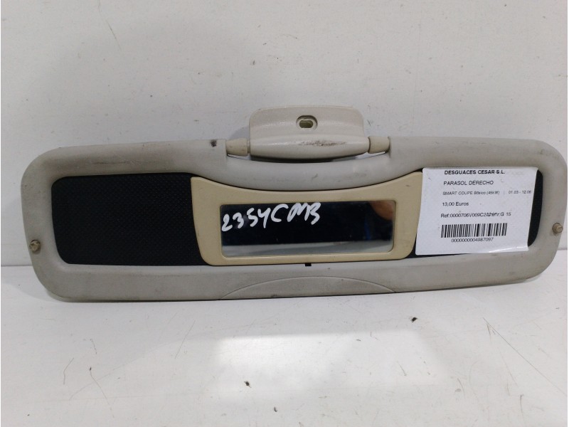 Recambio de parasol derecho para smart coupe básico (45kw) referencia OEM IAM 0000706V009C24A00  