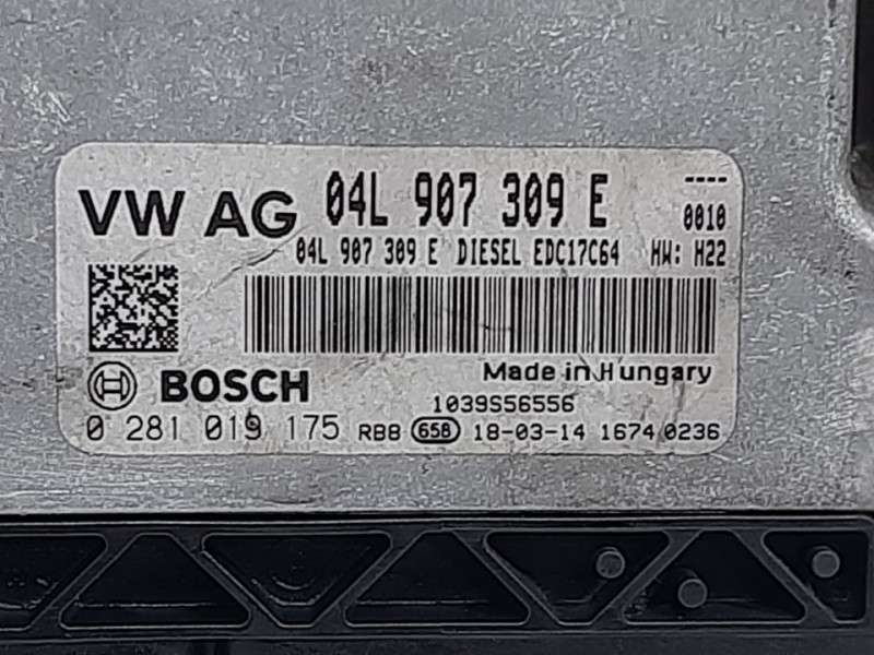 Recambio de centralita motor uce para seat toledo (kg3) connect referencia OEM IAM 04L907309E 0281019175 EDC17C64