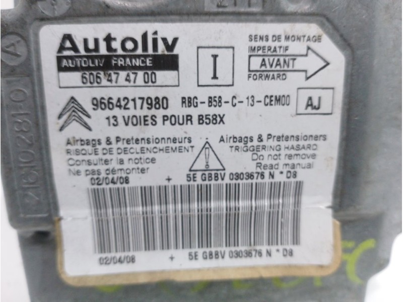 Recambio de centralita airbag para citroën c4 picasso sx referencia OEM IAM 606474700 9664217980 9664217980