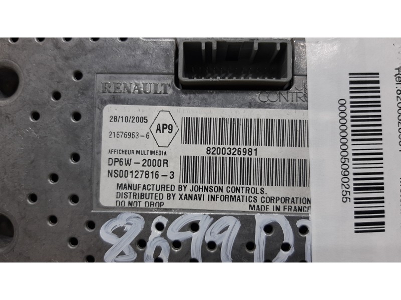 Recambio de pantalla multifuncion para renault laguna ii grandtour (kg0) gt referencia OEM IAM 8200326981  